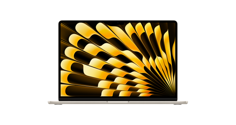 Купить Ноутбук MacBook Air 15" (M2, 8C CPU/10C GPU, 2023), 8 ГБ, 256 ГБ SSD, «сияющая звезда» MQKU3