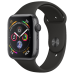 Apple Watch Series 4, 44 мм, корпус из алюминия цвета «серый космос», спортивный ремешок черного цвета