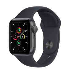 Apple Watch SE, 40 мм, корпус из алюминия цвета «серый космос» спортивный ремешок цвета «тёмная ночь»