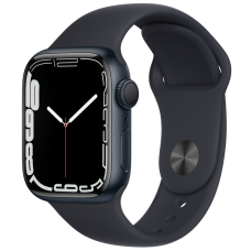 Apple Watch Series 7, 41 мм, корпус из алюминия цвета «тёмная ночь», спортивный ремешок «тёмная ночь»