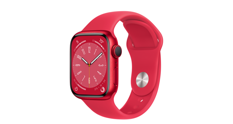 Apple Watch Series 8, 41 мм, корпус из алюминия (PRODUCT)RED, спортивный ремешок цвета (PRODUCT)RED