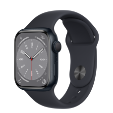 Apple Watch Series 8, 41 мм, корпус из алюминия цвета «тёмная ночь», спортивный ремешок цвета «тёмная ночь»