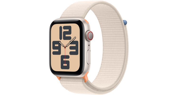 Apple Watch SE 2023, 44 мм, корпус из алюминия цвета «сияющая звезда», спортивный ремешок цвета «сияющая звезда»