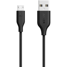 Кабель Anker Powerline Micro USB, 0,9м, кевлар, 5000+ перегибов, A8132H12 (ритейл). Черный