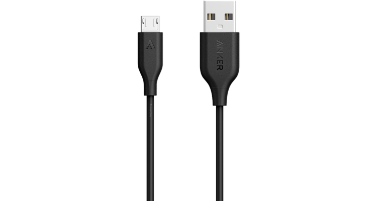 Кабель Anker Powerline Micro USB, 0,9м, кевлар, 5000+ перегибов, A8132H12 (ритейл). Черный