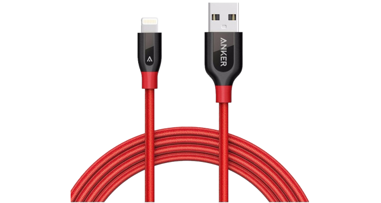 Кабель Anker PowerLine+ USB-Lightning MFi, 1,8м, кевлар, 6000+ перегибов A8122H91 (чехол). Красный