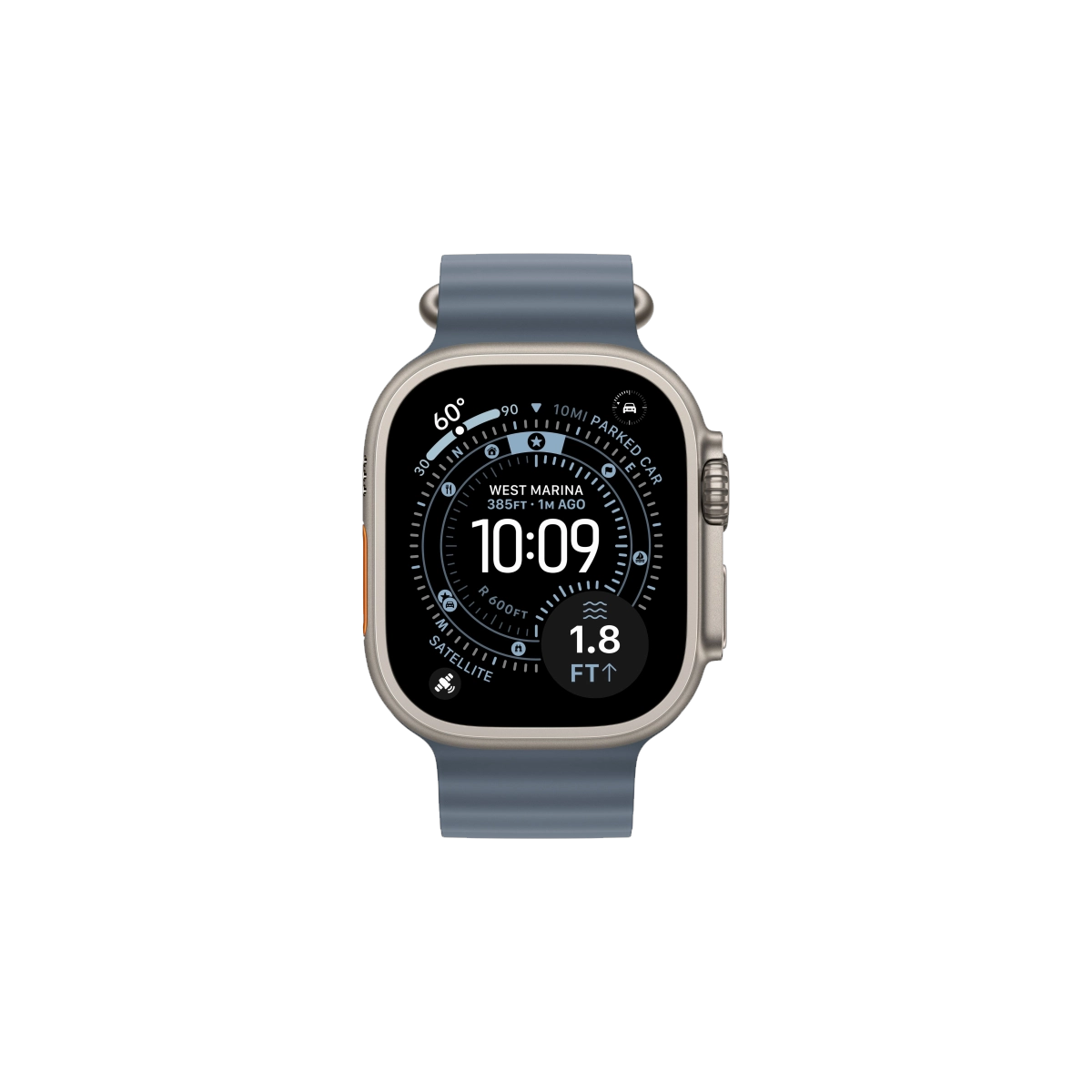 Фото Apple Watch Ultra 3, 49 мм, Natural Titanium Anchor Blue Ocean Band